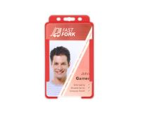 Red Single-Sided Open Faced ID Card Holders - Portrait (Pack of 100)